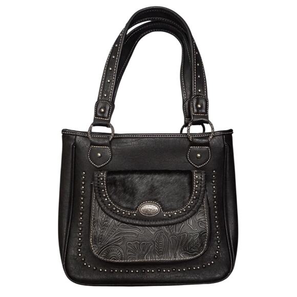 Trinity Ranch Concealed Carry Tote Bag Black Leather Western‎ Country Cowgirl - Picture 1 of 16